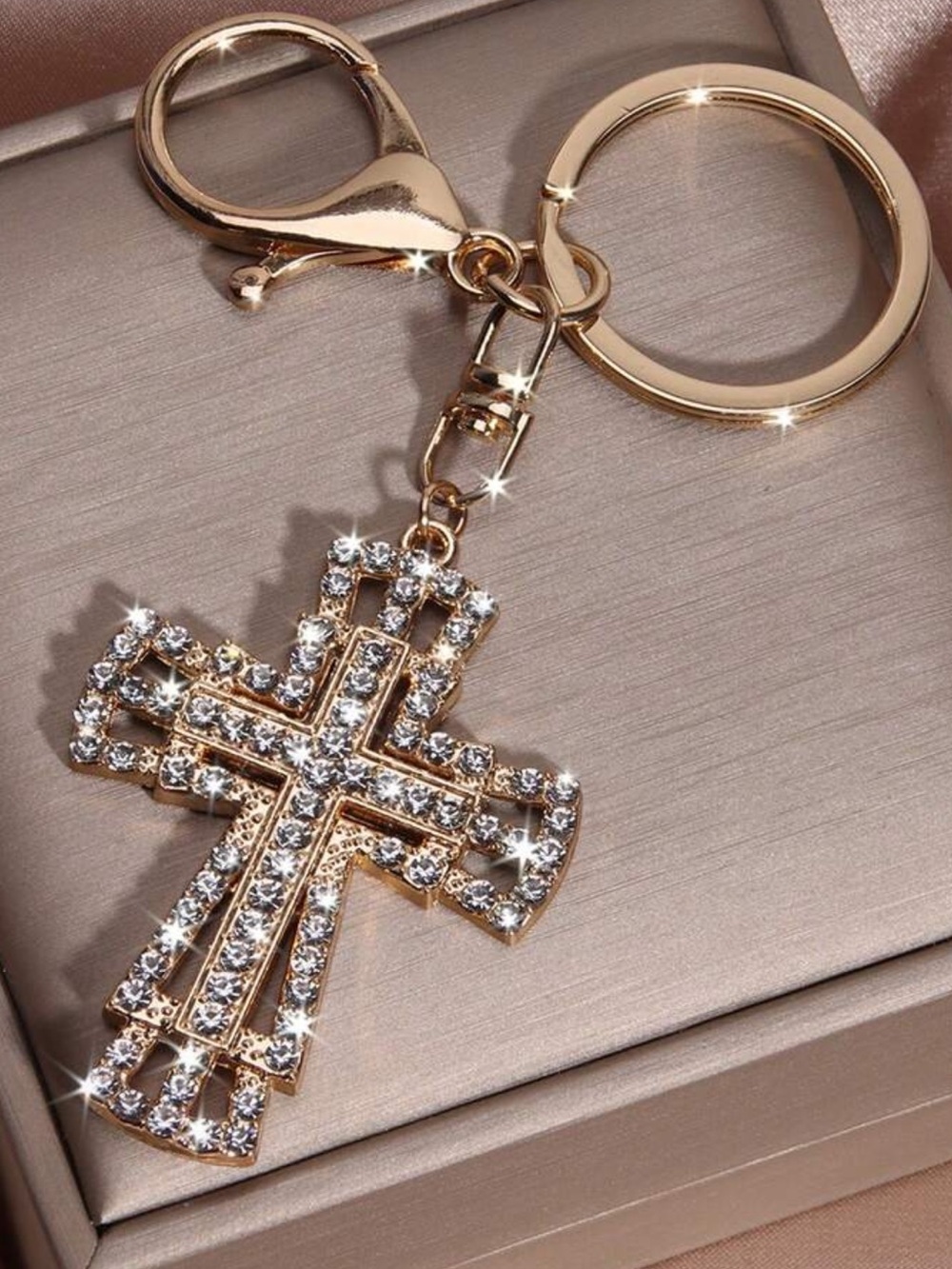 Crystal Cross Keychain/Bag Charm • Gold or Silver • Pick One